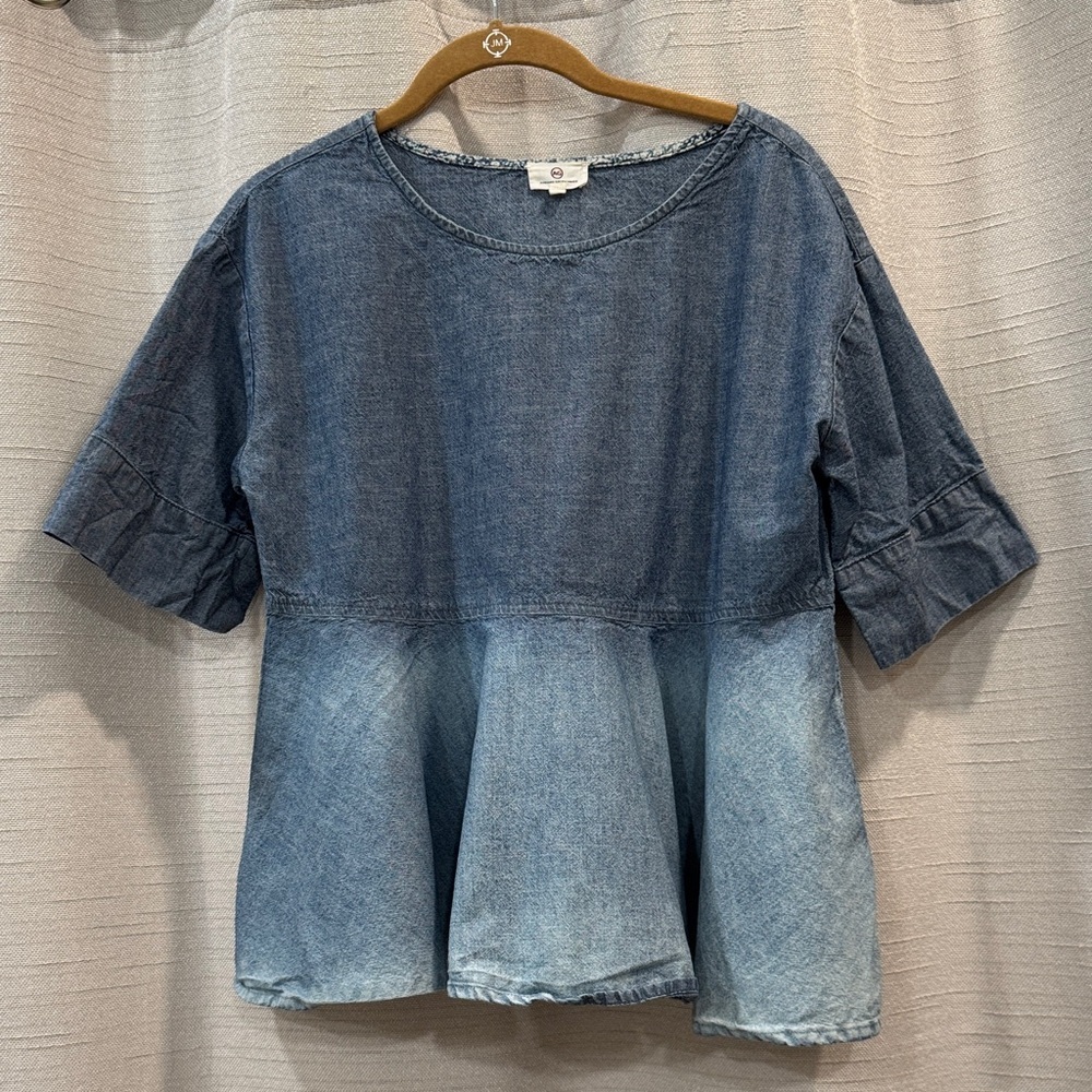 AG Adriano Goldschmied 100% Cotton  Ombre Blue Denim Blouse Size Small